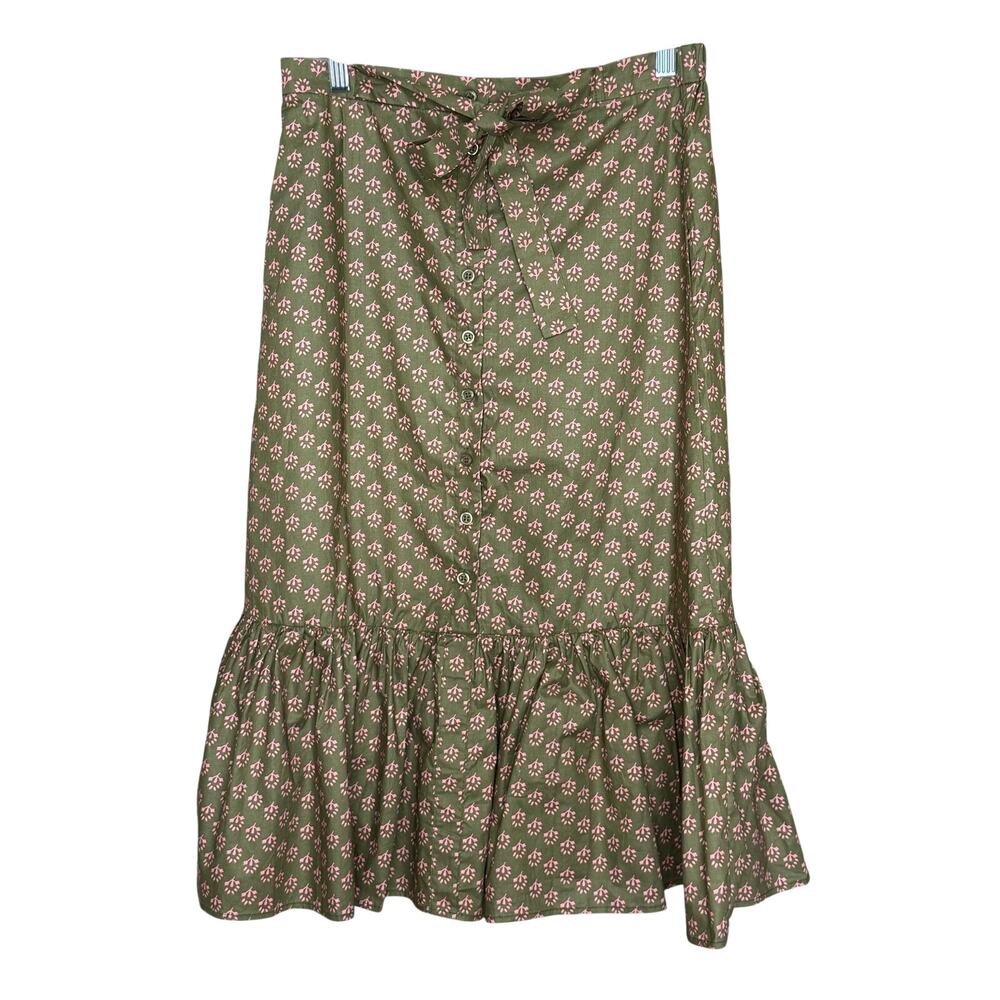 Unique Vintage Tulip B Green Pink Tulip Skirt L NWT